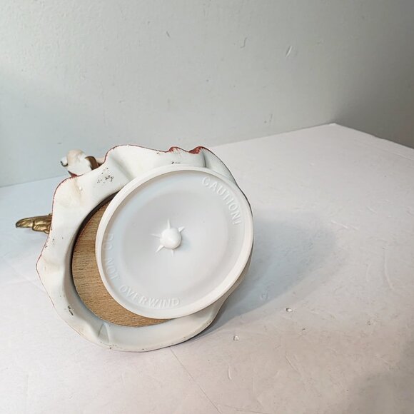 Vtg Spinning Musical Angel Figurine Bisque Porcelain White Christmas Works Box - Picture 7 of 10